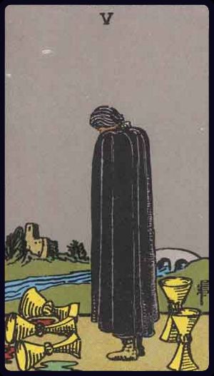 Carta del tarot Cinco de Copas