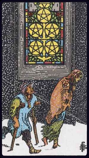 Carta del tarot Cinco de Oros
