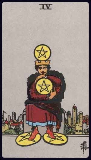 Carta del tarot Cuatro de Oros