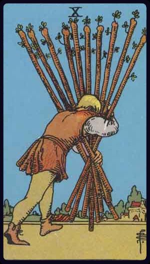 Carta del tarot Diez de Bastos