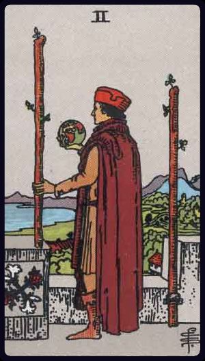 Carta del tarot Dos de Bastos