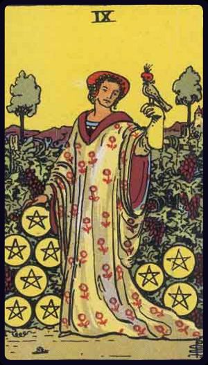 Carta del tarot Nueve de Oros
