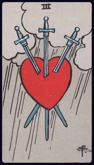 Carta del tarot Tres de Espadas
