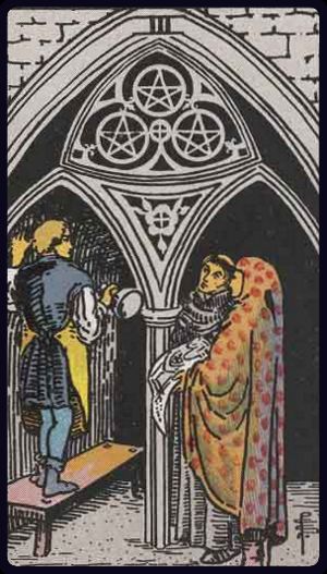 Carta del tarot Tres de Oros
